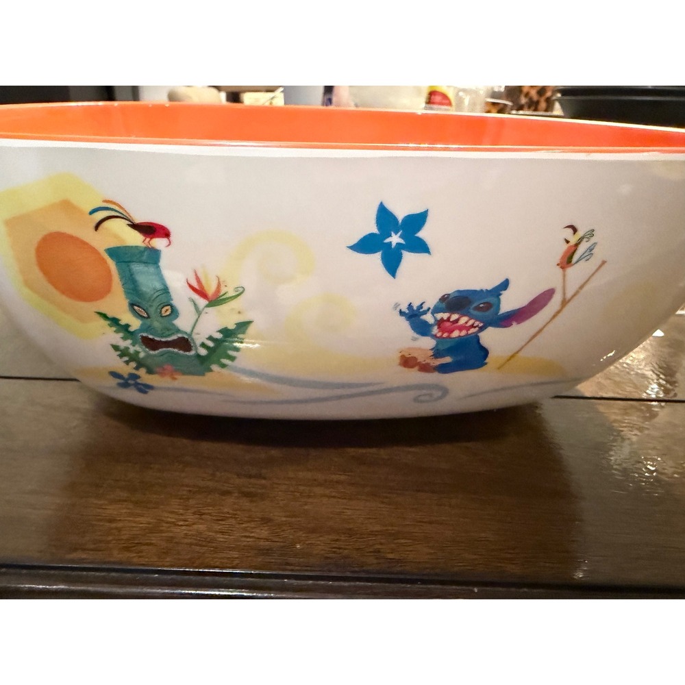 Disney Parks Enchanted Tiki Room Large Melamine Serving Bowl Mickey Stitch Ariel